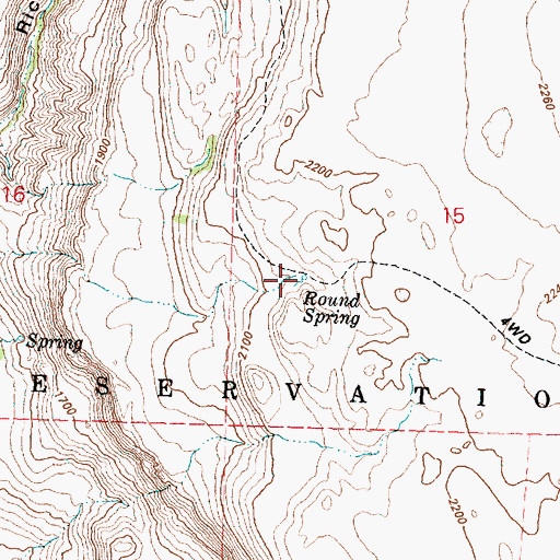 Topographic Map of Round Spring, WA