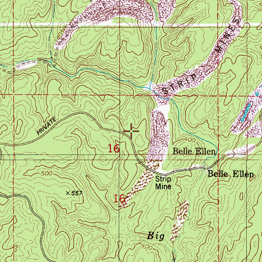 Topographic Map of Belle Ellen Baptist Church (historical), AL
