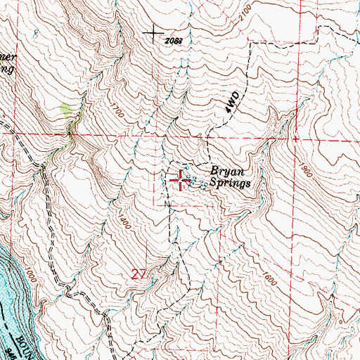 Topographic Map of Bryan Springs, WA