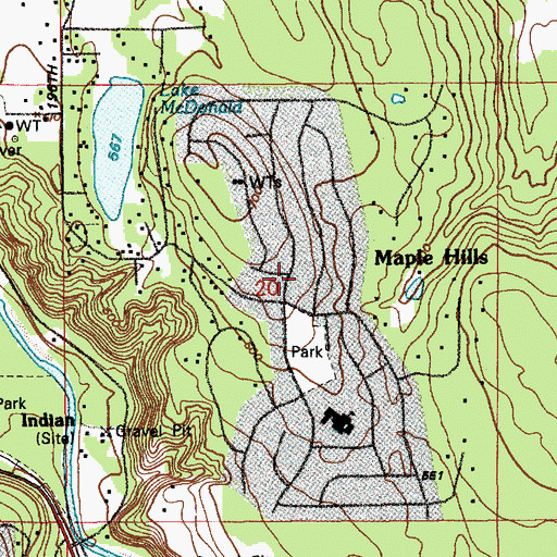 Topographic Map of Maple Hills, WA