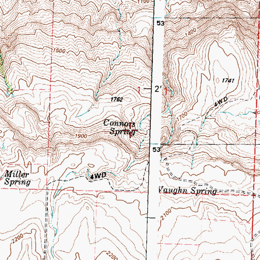 Topographic Map of Connors Spring, WA
