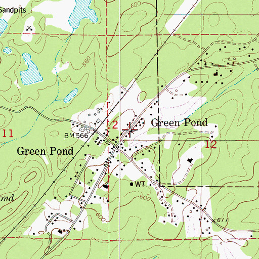 Topographic Map of Green Pond Presbyterian Church, AL