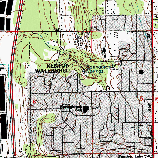 Topographic Map of Springbrook Springs, WA