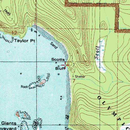 Topographic Map of Scotts Bluff, WA