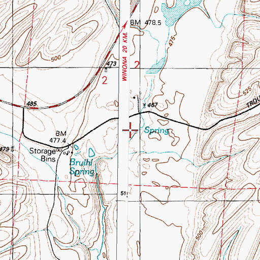 Topographic Map of Bruihle Spring, WA