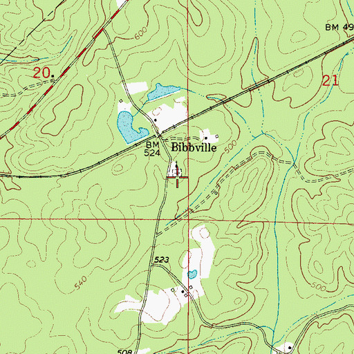 Topographic Map of Bibbville Cemetery, AL