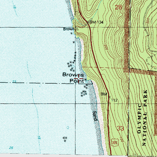 Topographic Map of Browns Point, WA