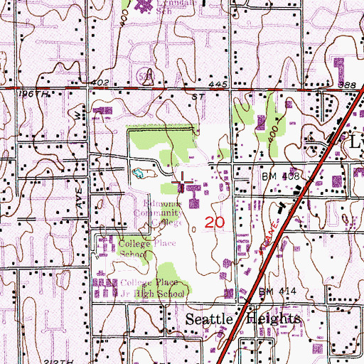 Topographic Map of Edmonds Community College, WA