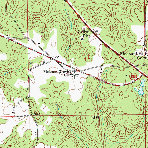 Topographic Map of Pleasant Grove Cemetery, AL