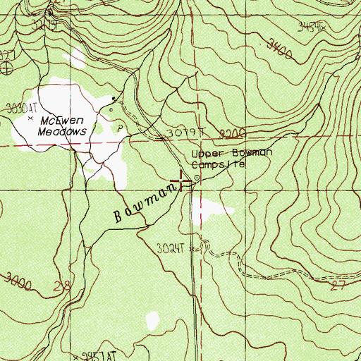Topographic Map of Upper Bowman Campsite, WA