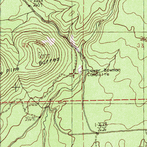 Topographic Map of Lower Bowman Campsite, WA