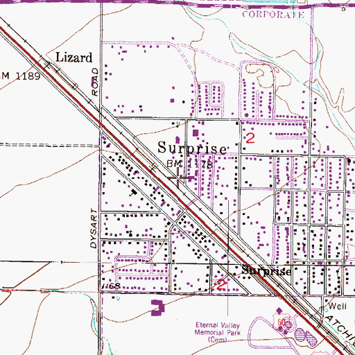 Topographic Map of Surprise Town Hall, AZ