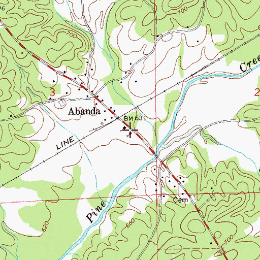Topographic Map of Abanda Baptist Church, AL