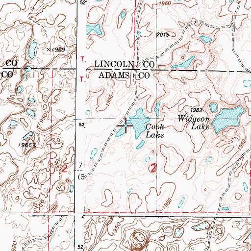 Topographic Map of Cook Lake, WA