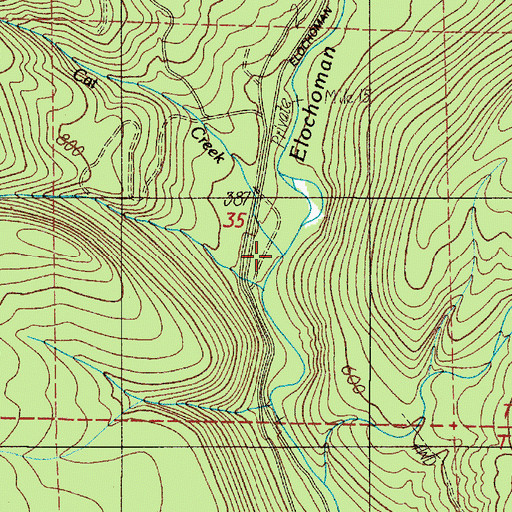 Topographic Map of Cat Creek, WA