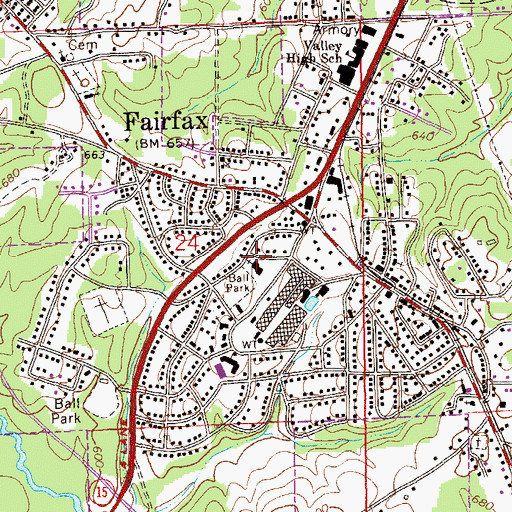 Topographic Map of Fairfax Baptist Church, AL
