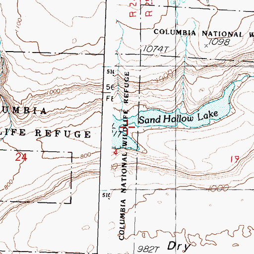 Topographic Map of Sand Hollow Lake, WA