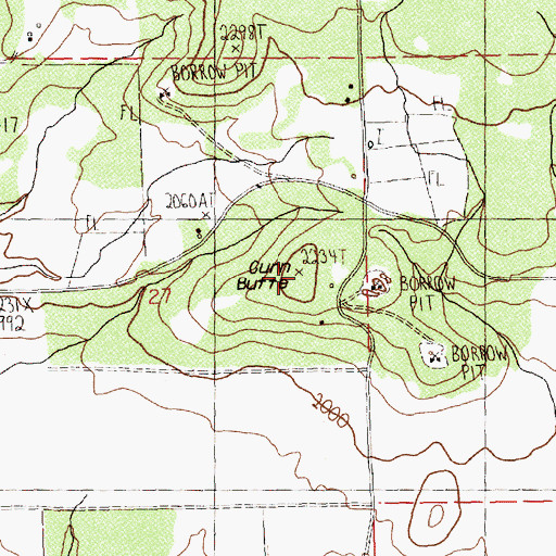 Topographic Map of Gunn Butte, WA