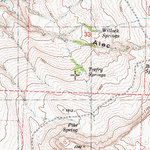 Topographic Map of Trefry Springs, WA