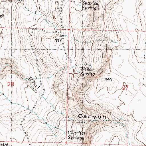 Topographic Map of Weber Spring, WA