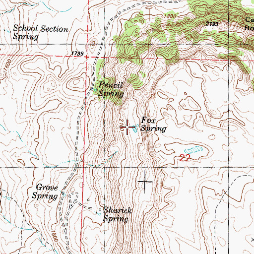 Topographic Map of Fox Spring, WA