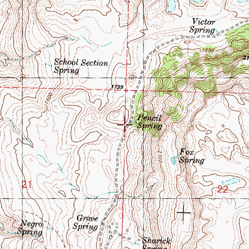 Topographic Map of Pencil Spring, WA