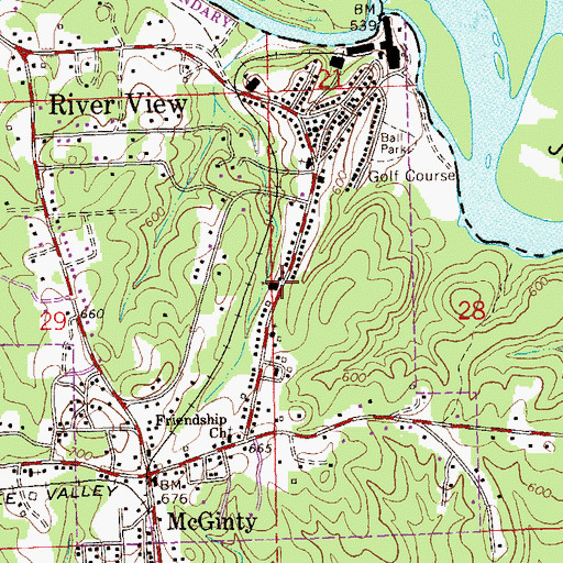 Topographic Map of River View Baptist Church, AL