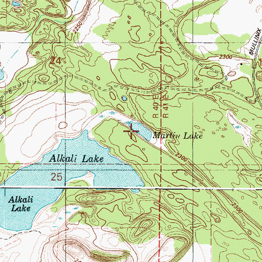 Topographic Map of Martin Lake, WA