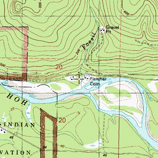 Topographic Map of Fletcher Cemetery, WA