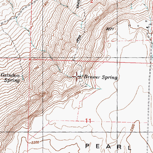 Topographic Map of Brewer Spring, WA