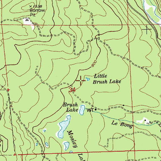 Topographic Map of Little Brush Lake, WA