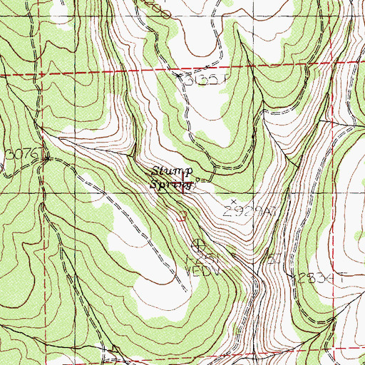 Topographic Map of Stump Spring, WA