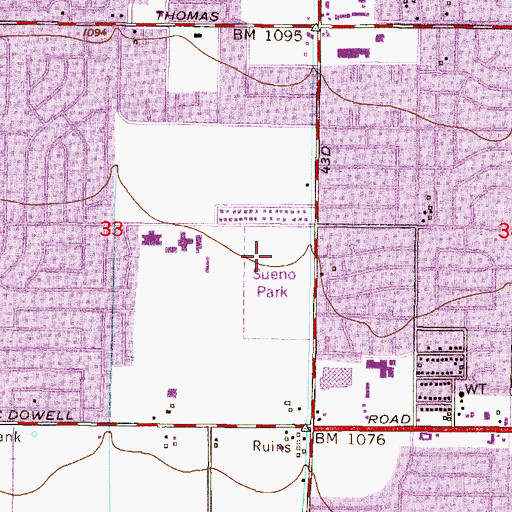 Topographic Map of Sueno Park, AZ