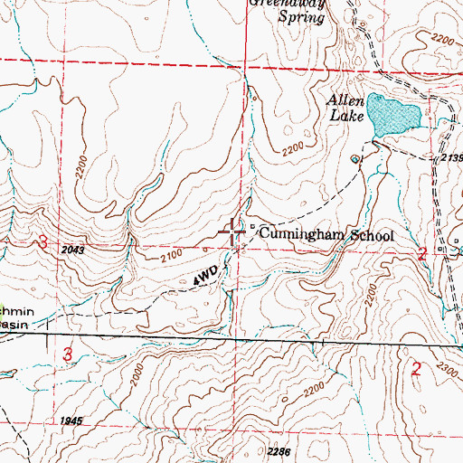 Topographic Map of Cunningham School, WA