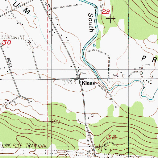 Topographic Map of Klaus, WA