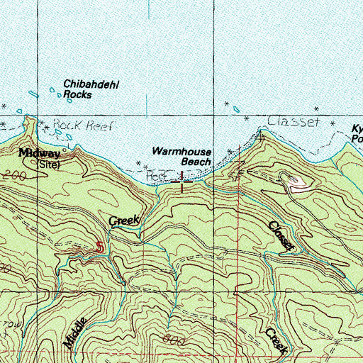 Topographic Map of Warmhouse Beach, WA