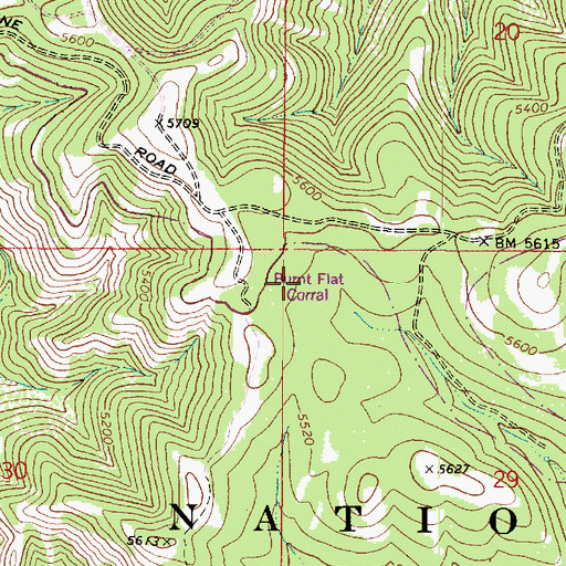Topographic Map of Burnt Flat Corral, WA