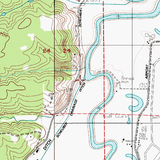 Topographic Map of Scheuber Drainage Ditch, WA