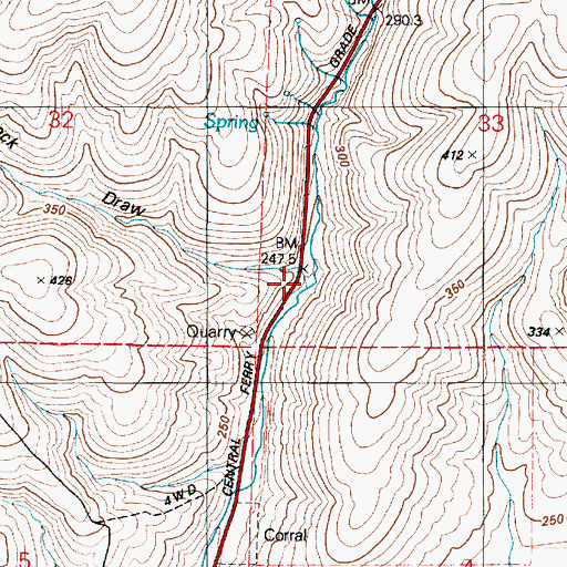 Topographic Map of Red Rock Draw, WA