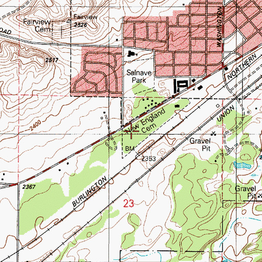 Topographic Map of New England Cemetery, WA