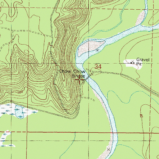 Topographic Map of Chow Chow Bridge, WA