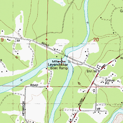 Topographic Map of Leyendecker Boat Ramp, WA