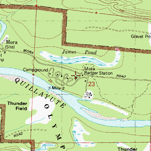 Topographic Map of Mora Ranger Station, WA
