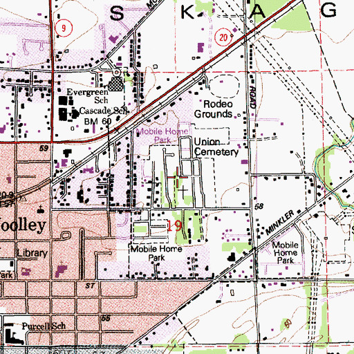 Topographic Map of Union Cemetery, WA