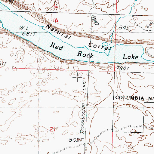 Topographic Map of Red Rock Lake, WA