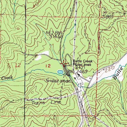 Topographic Map of Butte Creek Picnic Area, WA