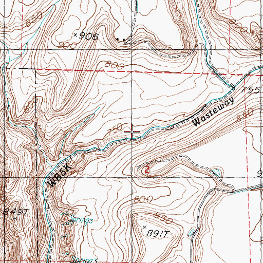 Topographic Map of W B Five K Wasteway, WA