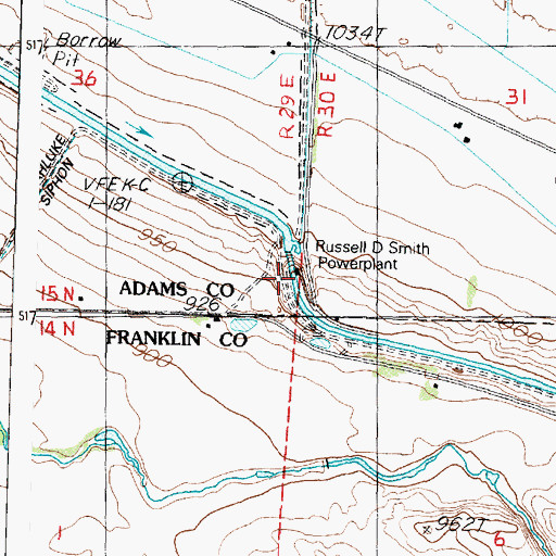 Topographic Map of Russel D Smith Powerplant, WA
