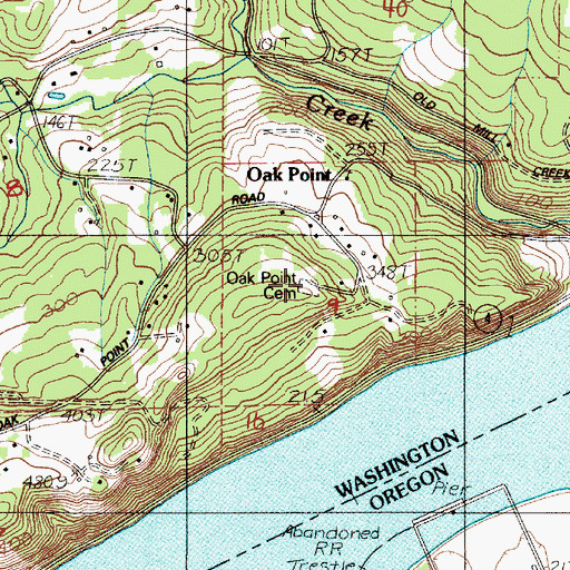 Topographic Map of Oak Point Cemetery, WA