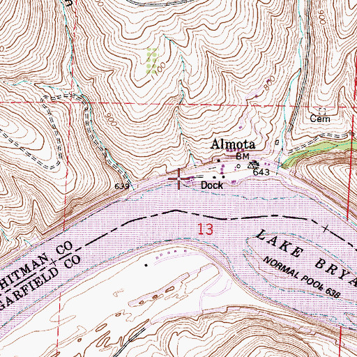 Topographic Map of Port Almota, WA